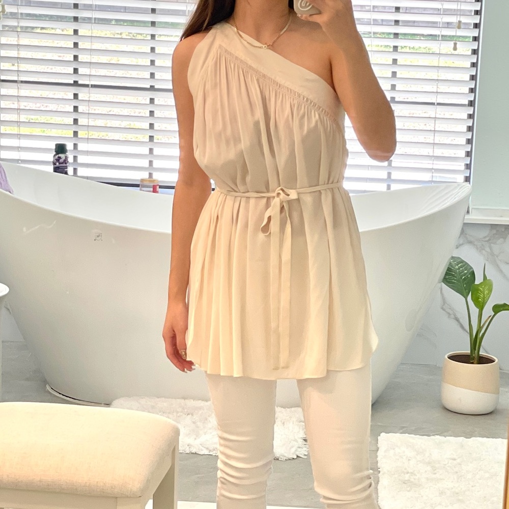 Helmut Lang one shoulder flowy tank